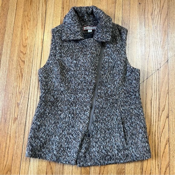Beyond Threads Medium Alpaca Wool Long Vest Sleeveless Jacket Brown Zip - Picture 1 of 8